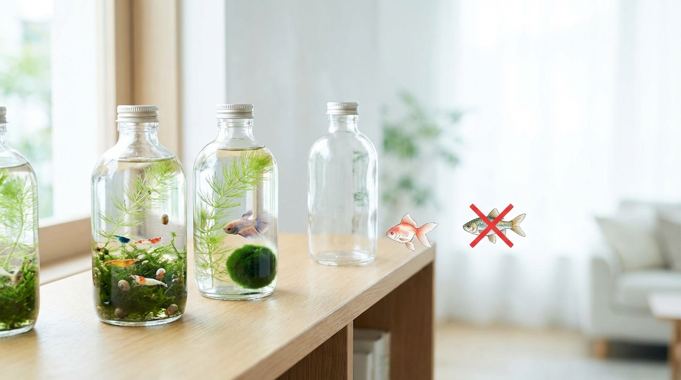 ボトルアクアリウムで飼える生体・飼えない生体【早見表】