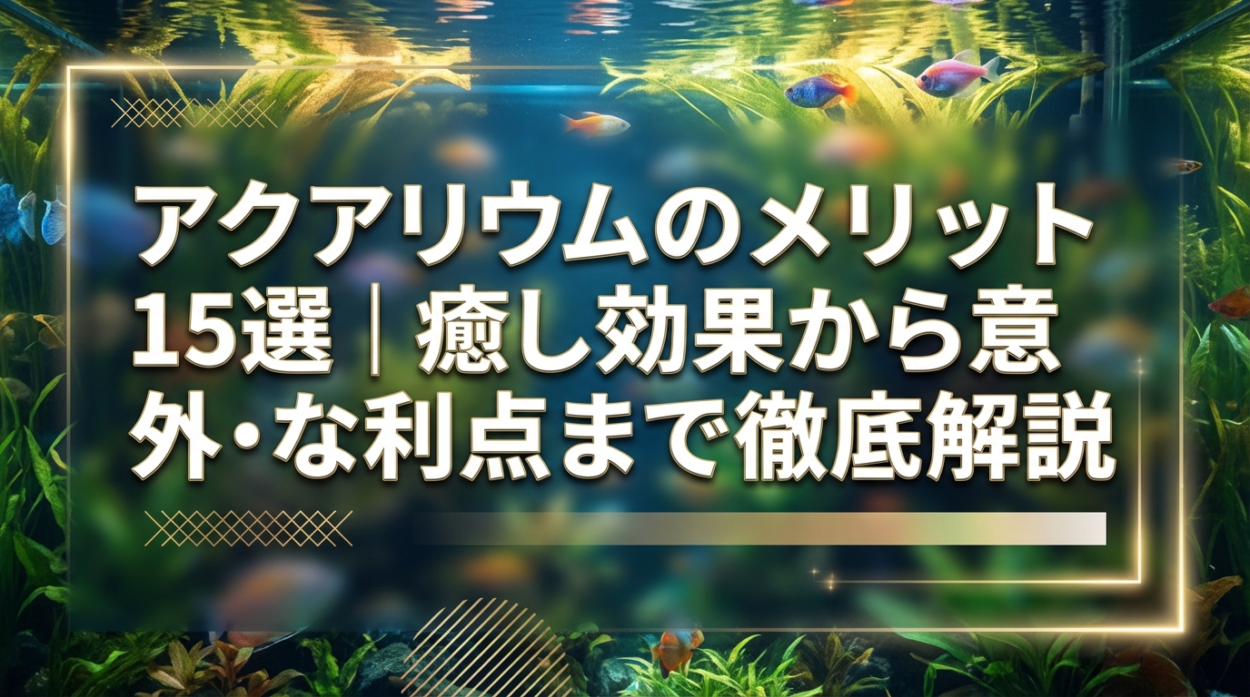 アクアリウムのメリット15選|癒し効果から意外な利点まで徹底解説