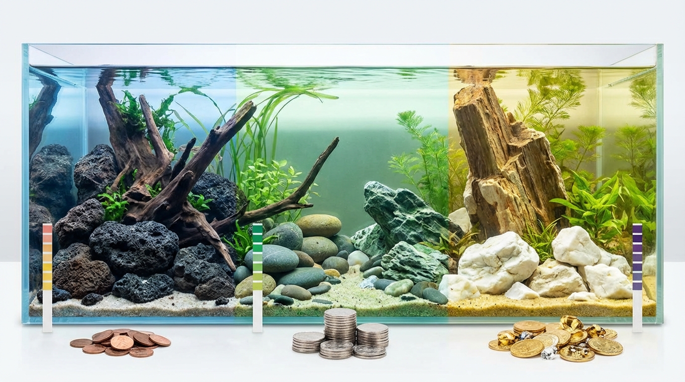 【比較表】アクアリウム用の石の種類別・水質影響と価格