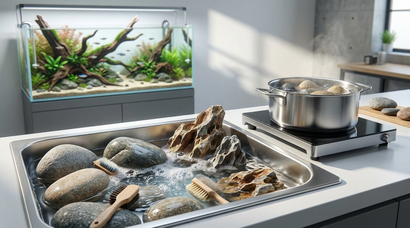 石を水槽に入れる前の準備と注意点