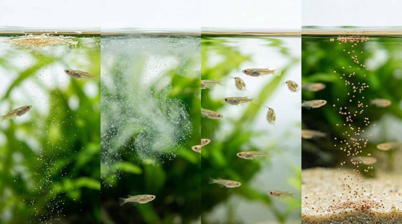 メダカ稚魚のエサは4種類｜特徴とメリット・デメリット比較