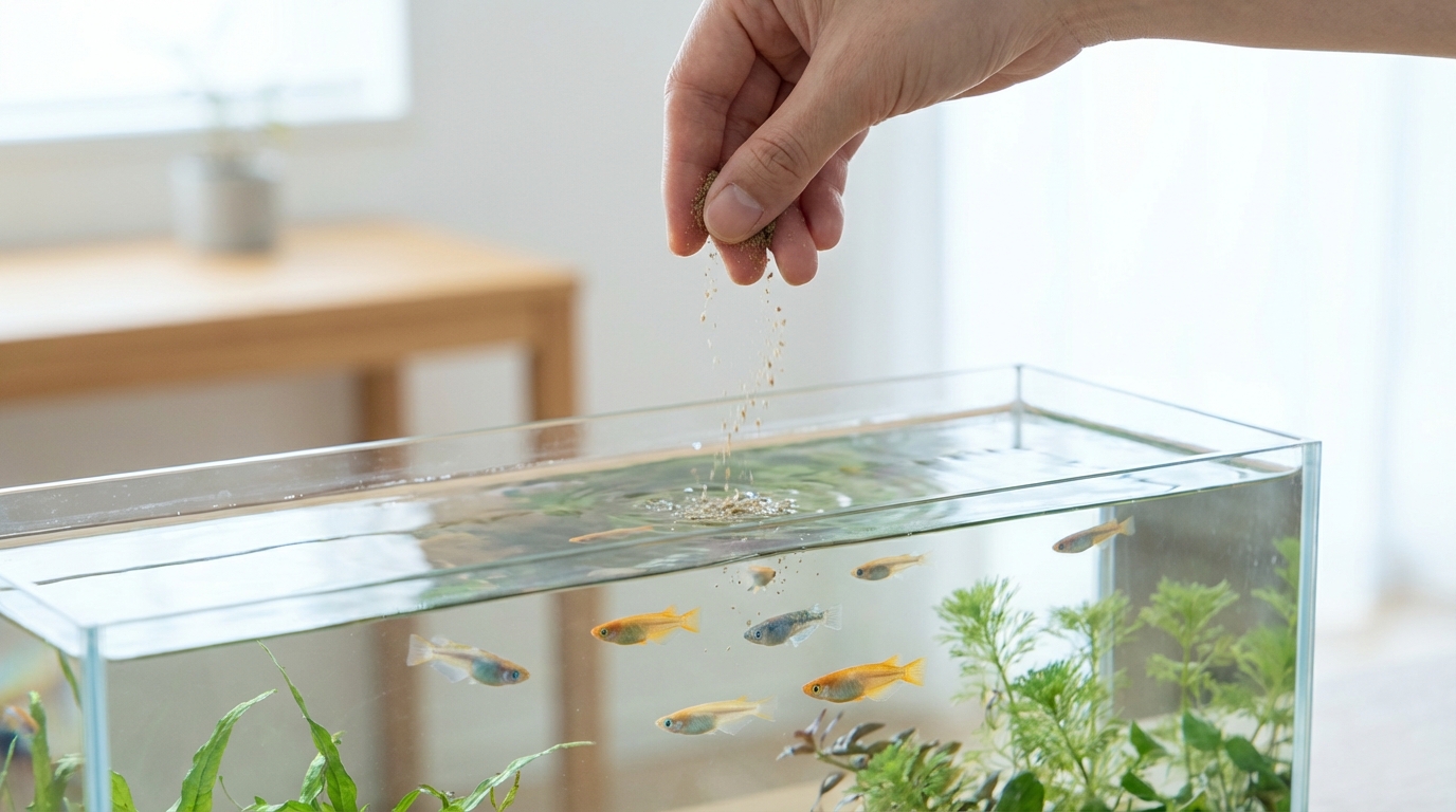 メダカの餌は1日2〜3回・2分で食べきる量が基本