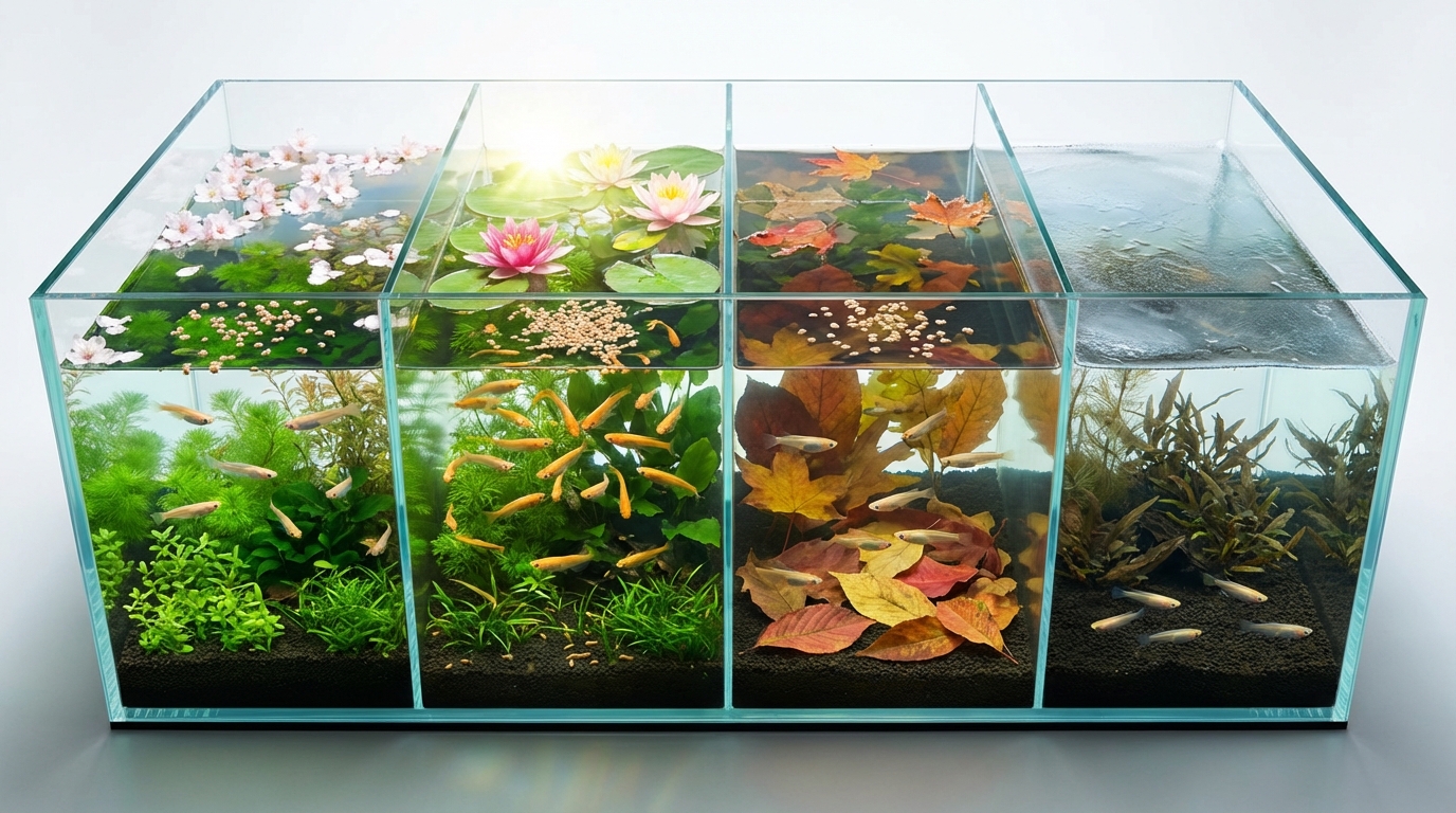 【季節別】メダカの餌やり頻度早見表