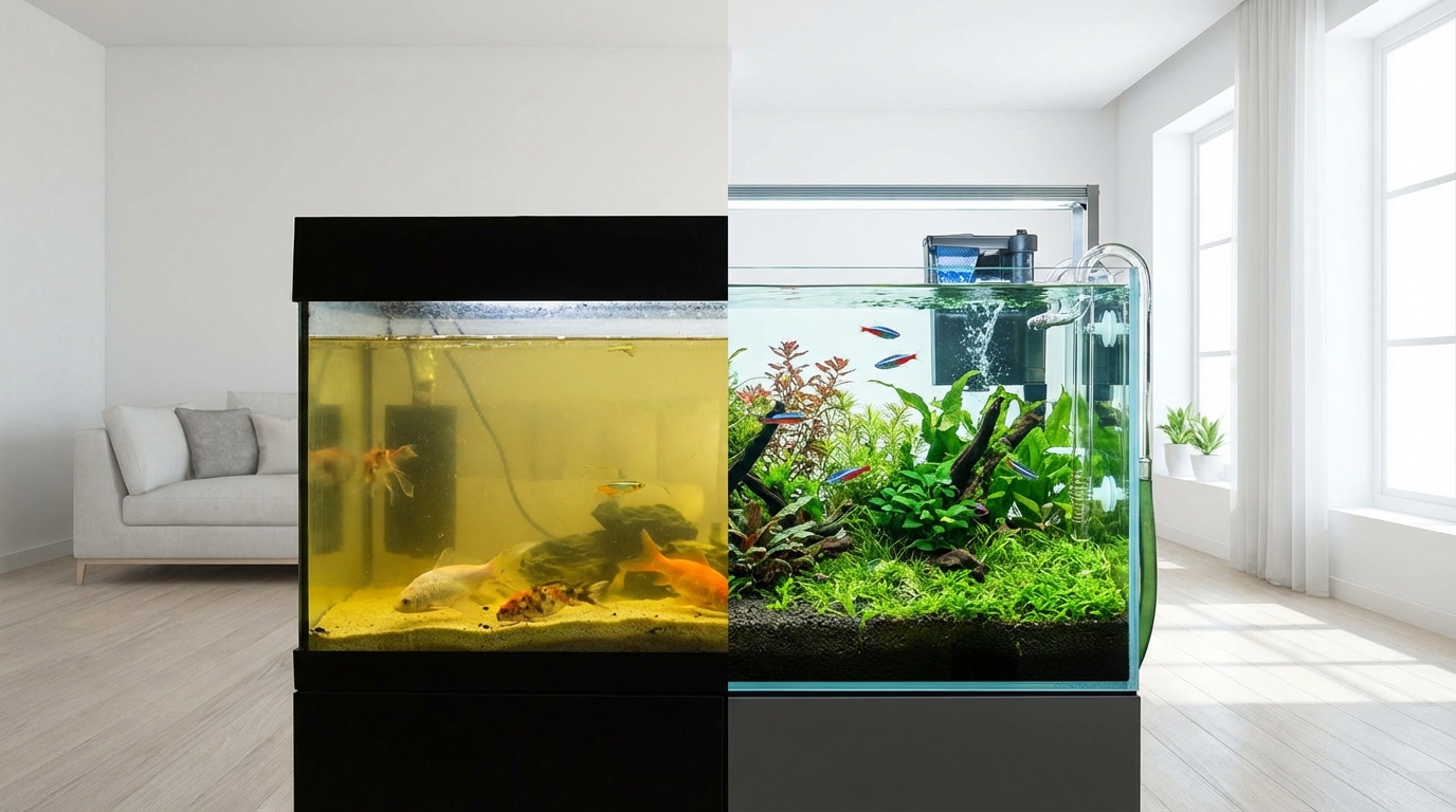 【結論】水槽の水が黄色くなったときの原因と対処法