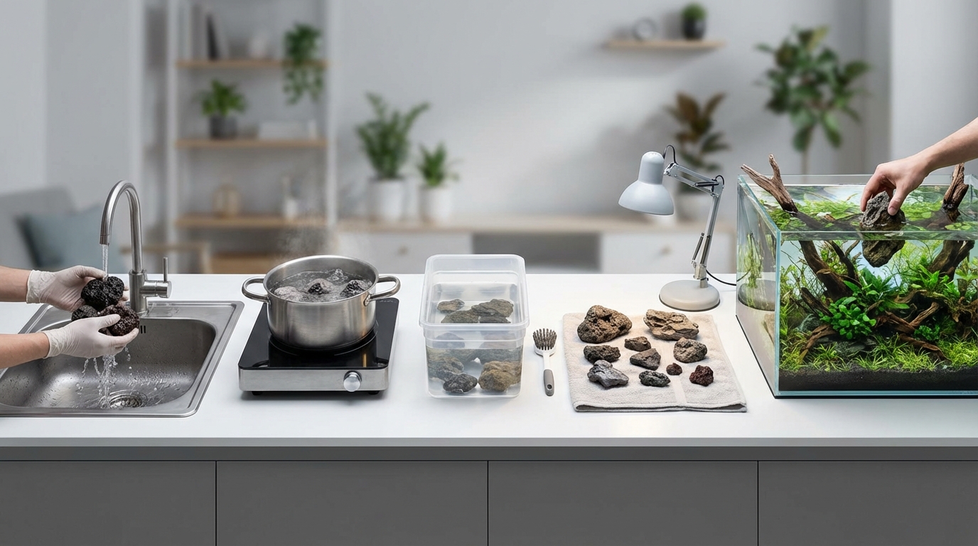 溶岩石の下処理方法|水槽導入前の5ステップ