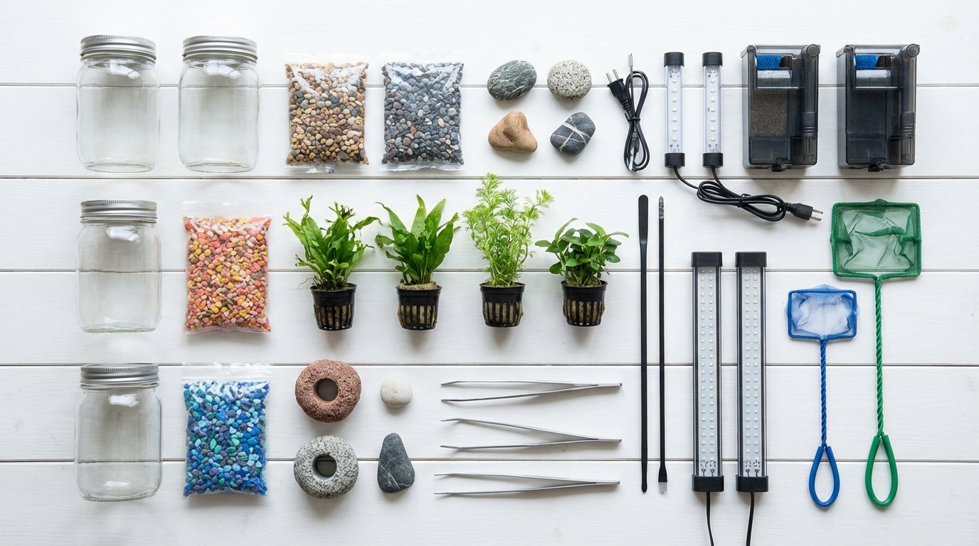 【材料リスト】100均アクアリウムに必要なアイテム完全版