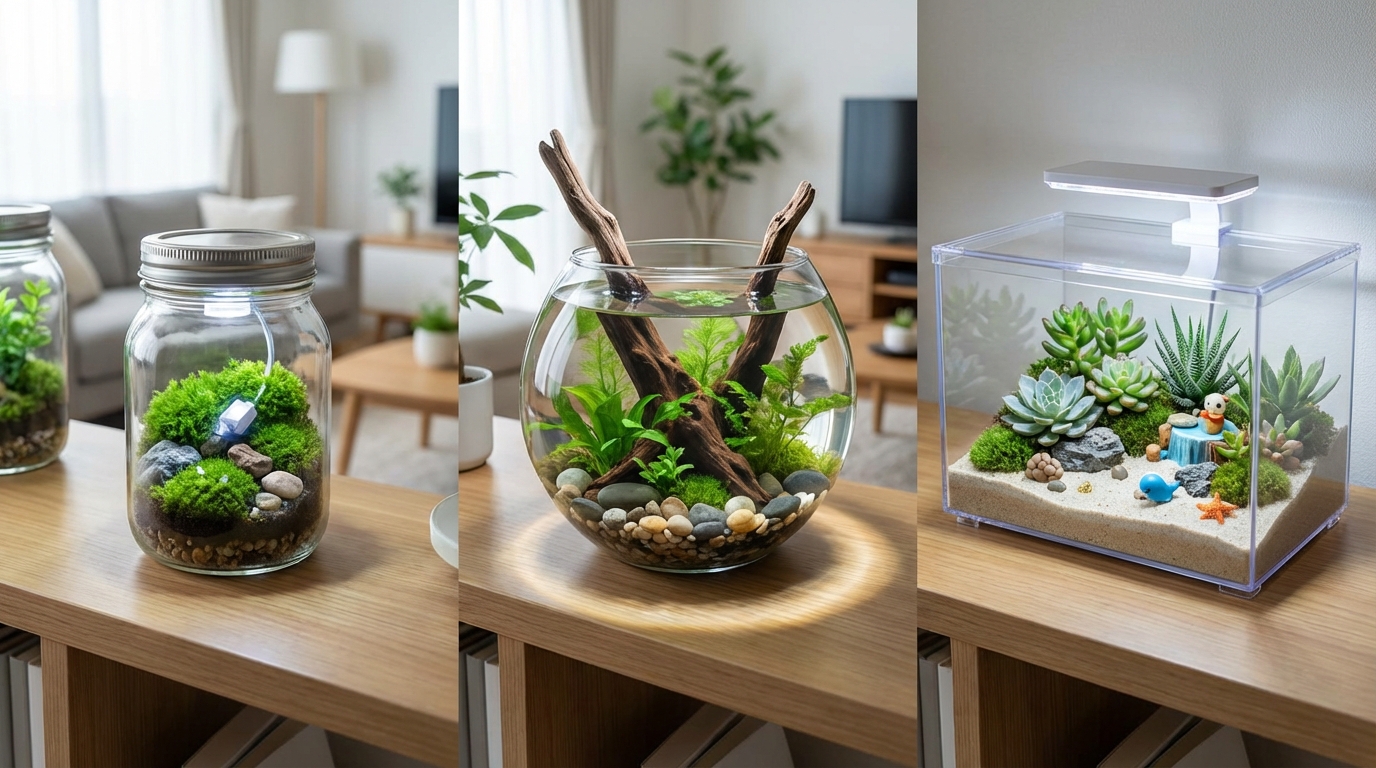 100均アクアリウムのおしゃれなレイアウト実例3選