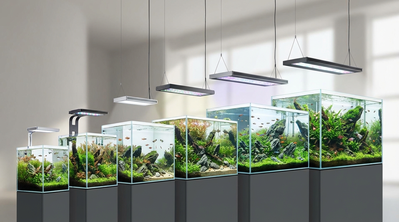 【早見表】水槽サイズ別に必要なライトのスペック一覧