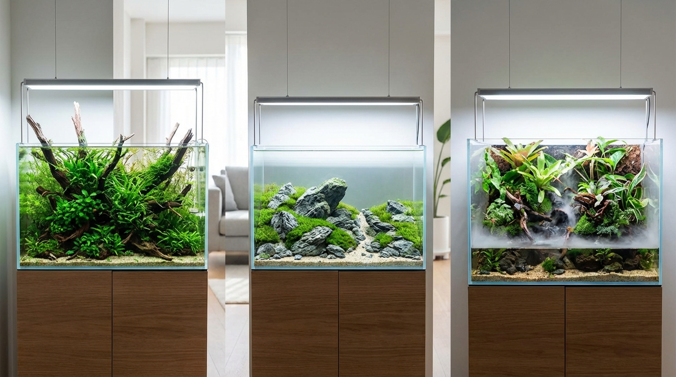 魚なしでもアクアリウムは楽しめる？3つのスタイルと選ばれる理由