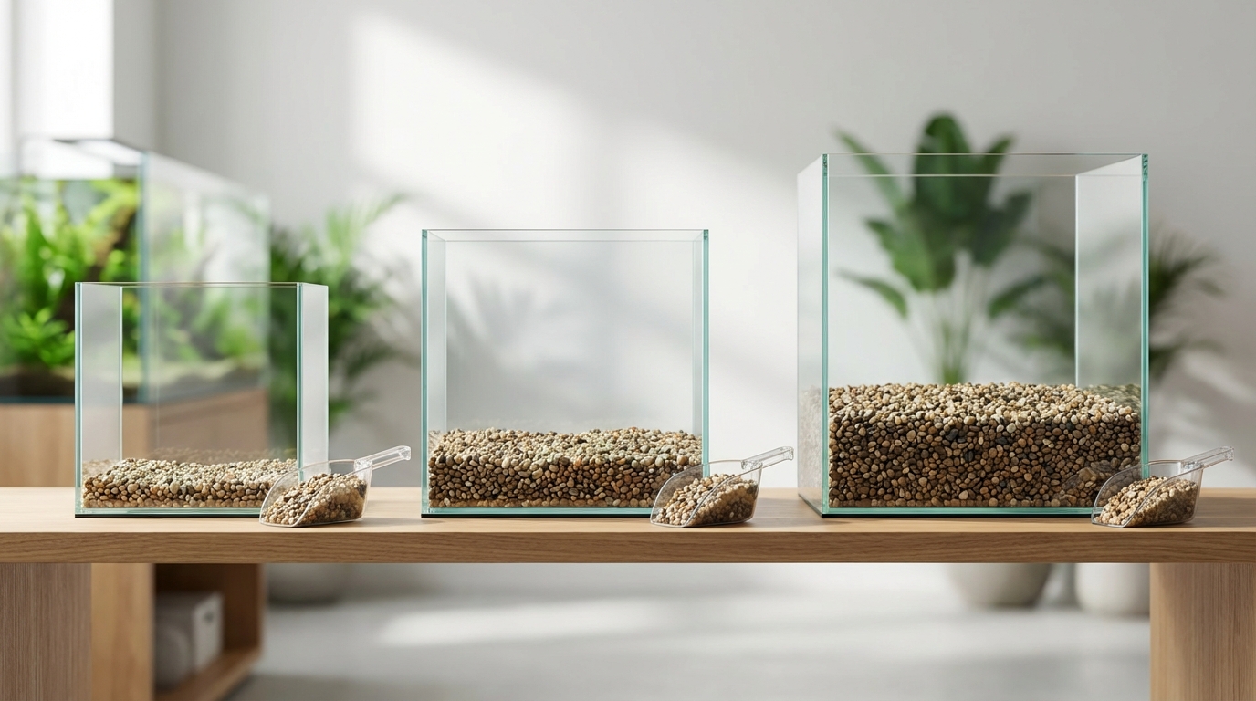 水槽サイズ別|砂利の必要量と厚さ早見表