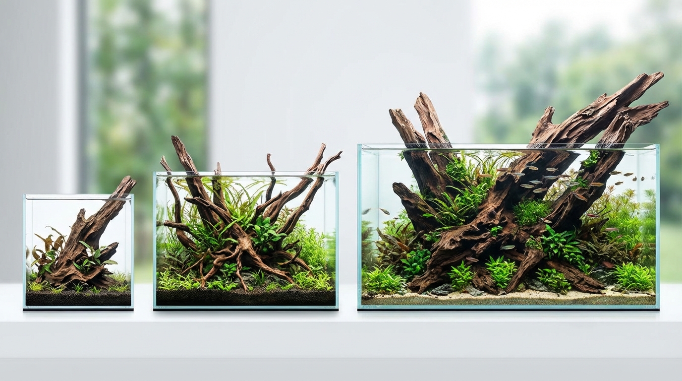 水槽サイズ別｜流木レイアウトの実例と推奨サイズ