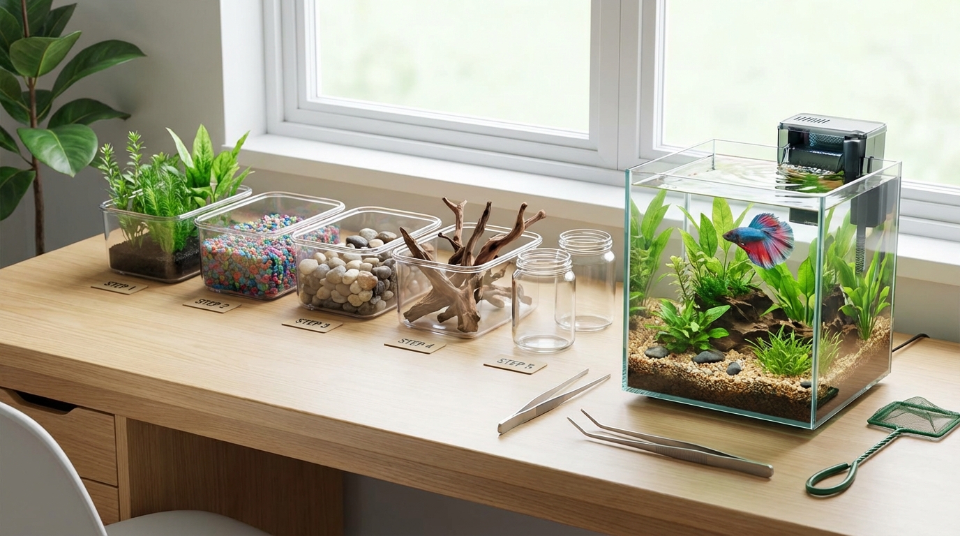 100均アクアリウムの作り方【5ステップ・30分で完成】