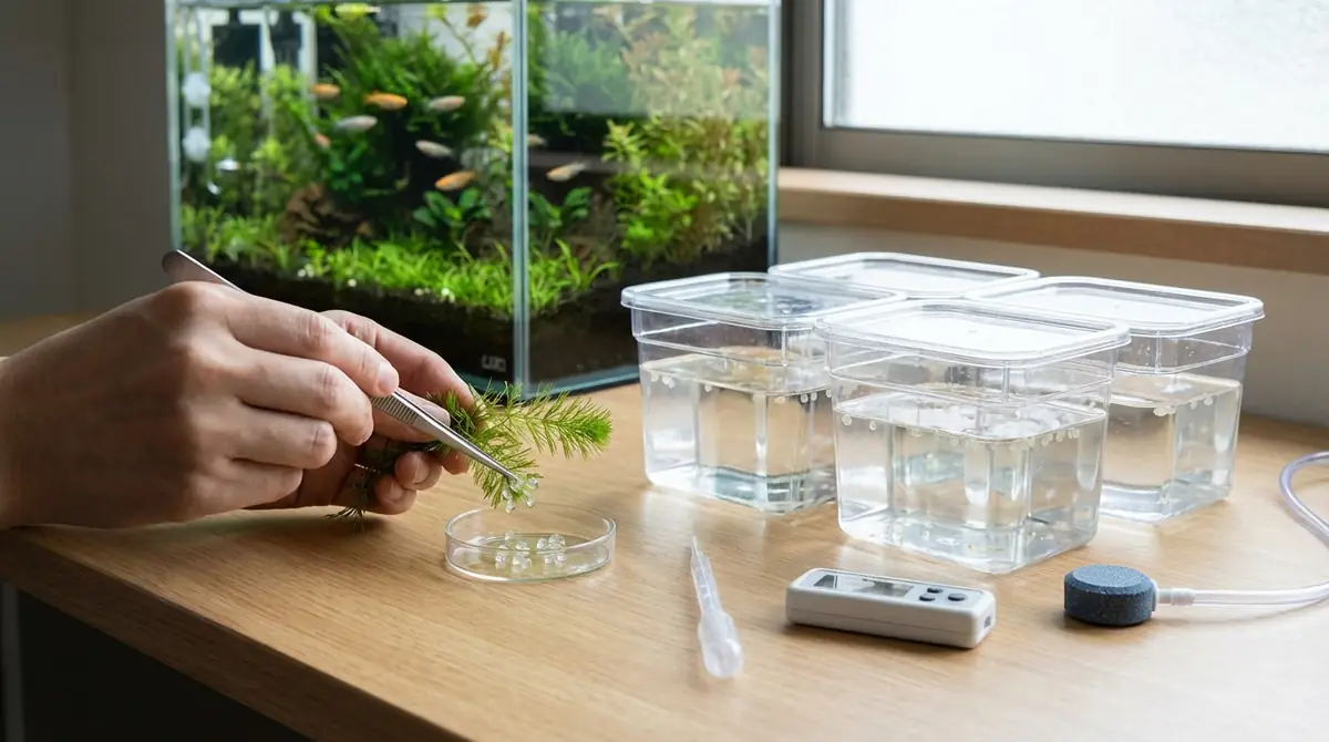 メダカの卵の取り方と隔離容器セットの手順