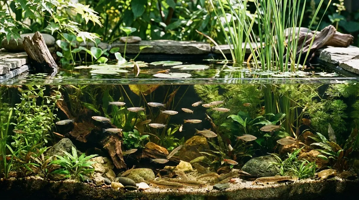 屋外ビオトープでのメダカ混泳｜相性と注意点